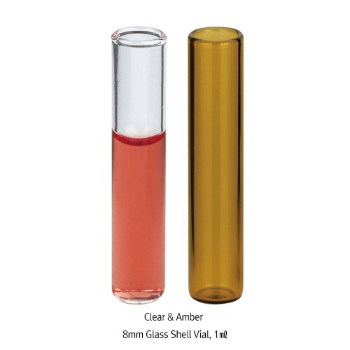 SciLab® 8.2mm Plugtop 1㎖/Φ8.2×40 Autosampler Shell Vial “Pack-Set”, with PE Plug<br>Clear & Amber, for Chromatography, Boro-glass 5.1, 1㎖ 플러그탑 오토샘플러 쉘 바이알세트, 8.2×40