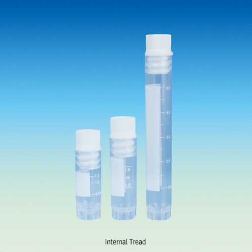 CryoTainTM PP 1.2~5㎖ Sterile Graduated Cryogenic Vial, External/Internal Thread<br>Silicone-ring Seal & White Marking Area, Self-standing, -196℃+121℃, 눈금부 멸균 냉동 바이알