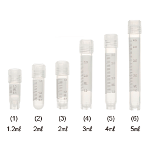 Simport® CryovialTM 1.2~5㎖ Sterile Cryogenic Vial, PP, with Graduation<br>With External Screwcap with inside Lip-Sealed, CryoVial® T309, -196℃+121℃<br>눈금부 멸균 냉동 바이알, 외부 스크류 캡(완벽한 내부 Lip Seal구조)