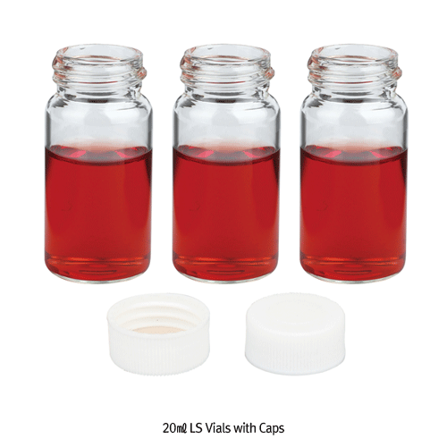 SciLab® 20㎖ Glass Scintillation Vials, with PE Lined PP Screwcap(24-415) Separately “Pack-Set”<br>With Boro 5.0 Glass, Normal-grade, 20㎖ Glass 신틸레이션/카운팅 바이알