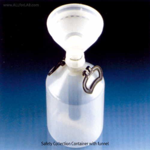 VITLAB® Safety Collection System, with PP Container·HDPE Funnel·PP Screw Cap, 10Lit<br>For Chemical Waste, Transparent, 폐기약품 안전수집장치(통), 투명성 PP 폐기물 수집/ 폐기용