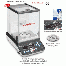 Kern® Premium [d] 0.01mg, max.220g Hi-professional Analytical Semi Micro Balance “ABP-5M”, with the Latest Single-Cell Generation<br>Extremely Rapid, Internal Calibration, Bright OLED Display, with Multi-function Weighting Plate, GLP/ISO Record Keeping<br