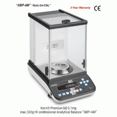 Kern® Premium [d] 0.1mg, max.320g Hi-professional Analytical Balance “ABP-4M”, with the Latest Single-Cell Generation<br>Extremely Rapid, Internal Calibration, Bright OLED Display, with GLP/ISO Record Keeping