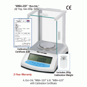 DAIHAN® [d] 1mg, max.320g & 620g Calibration Certificated Hi-Precision Lab Balance, Φ90·110·128mm Weighing Plate<br>Ext-CAL “WBA-320 & 620”, Auto Int-CAL “WBA-620A”, with Glass Draft Shield, Super Size Back Light LCD, Counting Function, Various Weight Mod