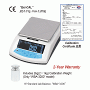 DAIHAN® [d] 0.01g, max.3,200 & 6,200g Calibration Certificated Hi-Standard Lab Balance “WBA-3200 & 6200”, 168×168mm Plate<br>With Super Size Back Light LCD, Counting Function, 2kg Cali. Weight, Various Weight Mode<br>표준 다용도 랩 바란스, g·계수·% 측정, 보정용 표준분동 포함, 
