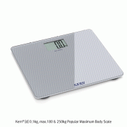 Kern® [d] 0.1kg, max.180 & 250kg Popular Maximum Body Scale “MGD”, with Large LCD<br>With Large·Flat Glass Weighing Plate, Ideal for Healthcare & Homecare, 가정용 스텝온 체중계