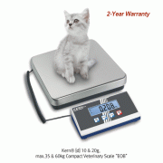 Kern® [d] 10 & 20g, max.35 & 60kg Compact Veterinary Scale “EOB”, Stainless-steel Plate 315×305mm<br>With Wall Mount Display, Device·Non-slip Rubber Mat·Working Cover, 수의과(동물병원)용 저울