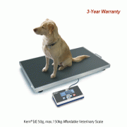 Kern® [d] 50g, max.150kg Veterinary Scale “EOS”, for Large Animal, Stainless-steel, Robust Platform 950×500mm<br>Suitable for Stationary or Mobile Use, with Non-slip Rubber Mat & Working Cover, 수의과(동물병원)용 대형 저울, 미끄럼방지 매트 포함