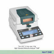 Kern® [d] 1mg, max.110g High-Standard Moisture Analyzer “DAB”, with 5 Memories & Graphic Display, 0~100%, 40℃~199℃<br>With Backlit LCD, 400W Halogen Quartz Glass Heater, Display of %·℃·Date·Time·Drying Program, 정밀형 다용도 수분 측정기