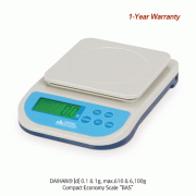 DAIHAN® [d] 0.1 & 1g, max.610 & 6,100g Compact Economy Scale “BAS”, 17.5×24×h6cm<br>Good for Saving Money, with Pcs. Counting, Back Light LCD, Battery, without Adapter, 경제형 컴팩트 스케일/저울, 계수 기능