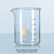 DURAN® Premium Batch-certificated Standard Beaker, Standard Low Form, Full range 5~10,000㎖<br>Ideal for Heating & General use, Borosilicate-glass 3.3, 프리미엄 표준형 유리 비커