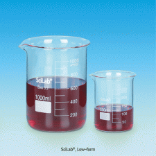 SciLab® Economical Glass Beaker, Standard Low Form, with Spout & Graduation, 5~10,000㎖<br>Made of Borosilicate-glass 3.3, Useful for Heating & General-purpose, 경제형 표준 유리 비커
