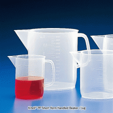Kartell® PP Short-form Handled Beaker/Jug, No-Drip-Spout, Transparent, 500~5,000㎖<br>With Mould-Graduated, Autoclavable, -10℃+120/140℃, <Italy-Made> PP 단형 핸들 비커
