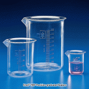 Kartell® PMP Crystal-Clear Beaker, Precision-graduated, Heavy-duty, 10~5,000㎖<br>With Safety Spout, ISO/BS, 0℃~150/180℃, <Italy-Made> PMP 정밀눈금형 투명 비커, 고급형