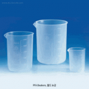 VITLAB® Pure PFA Beaker, Reinforced Narrow Rim, Mould-Graduated, Good Transparency, 25~1,000㎖<br>Excellent Heat, Chemical Resistance, Autoclavable, -200℃+280℃, <Germany-Made> PFA 비커