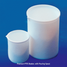 Cowie® Premium PTFE Beaker, with Pouring Spout, Anti-adhesive Surface, 1~5,000㎖<br>Excellent Chemical & Temperature Stability, Autoclavable, -200℃+280℃, <UK-Made> PTFE 비커, 불투명