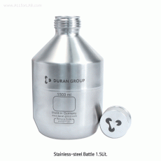 DURAN® UN-approval Stainless-steel Bottle 1.5Lit, with GL45 Cap & PTFE seal<br>Ideal for Hi-Pressure and Safe Storage & Transit, 0.5 bar, 500℃, UN인증 안전 스텐바틀