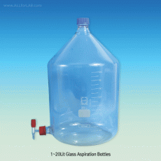 SciLab® 1~20Lit DURAN Glass Aspiration Bottle Set, with Drain Screw Connection<br>With Graduation & PTFE Screwcap Needle Stopcock, 글라스 증류수통/카보이