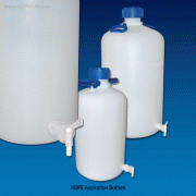 Kartell® 5~50 Lit HDPE Aspiration Bottle/Carboy, with Safety Stopcock & Handle<br>With 2mm Thickness Wall, -50℃+105/120℃, <Italy-Made> HDPE 플라스틱 증류수통/카보이