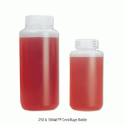 250 & 500㎖ PP Centrifuge Bottles, with Screwcap, Autoclavable, 13,200xg & 13,700xg<br>Excellent Chemical Resistance, Translucent, -10℃+125/140℃, <USA-Made> PP 원심관(병)/大광구병