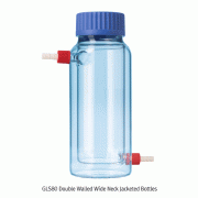 SciLab® DURAN Glass Double Walled GLS80 Wide Neck Bottle, 0.5~5Lit<br>With Graduation & id Φ80mm Screwcap, with 2×GL18 Connector, GLS80 이중 자켓 바틀