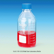 SciLab® GL45 100~20,000㎖ Clear Laboratory Bottle, with PP Screwcap & Pouring Ring<br>Ideal for Culture & Multi-use, White Graduation & Marking Area, Boro-glass 3.3, Autoclavable, GL45 랩바틀