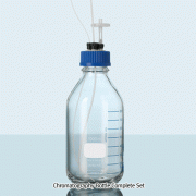 DURAN® GL45 HPLC Bottle, Complete-set with 4× Port PP Screwcap & Seals, 500 & 1,000㎖<br>For od.Φ1.6 & Φ3.2mm Tubes, with Blue Graduation, Boro-glass 3.3, HPLC 바틀 세트