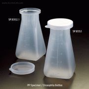 Simport® 170㎖ PP Specimen-/Drosophila-Bottle, with PE Snap Cap, Graduated<br>With Pour Spout, Stable Square Base, -10℃+125/140℃, PP 샘플/초파리 배양병