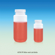 ASTM PP Wide-neck Lab Bottle, Translucent, Leakproof, 30~1,000㎖<br>Good Chemical/Heat Resistance, 125/140℃ Stable, Autoclavable, PP 광구병, ASTM Caps