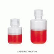 4~60㎖ PP Mini Lab Bottle, Narrow-& Wide-Neck, Excellent for Sealing with Inner Thread<br>Excellent Chemical/Heat Resistant, Translucent, 125/140℃ Stable, Autoclavable, PP 미니바틀