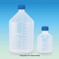 WisdTM PP Narrow-neck MeasureTM Lab Bottle, with DIN/GL-25 & 32 Basic Cap, Precisely Graduated, 100~2,000㎖<br>Transparent & Opaque Amber, Good Chemical/Heat Resistance, 125/140℃ Stable, PP 세구 랩 바틀, 정밀눈금