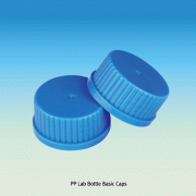 WisdTM PP Lab Bottle Basic Cap, Blue and Natural, DIN GL-25·32·45, Autoclavable<br>Cap has a Built-In Wedge-shaped Sealing Ring, 125/140℃, WisdTM 플라스틱 PP 랩바틀전용 스크류 캡