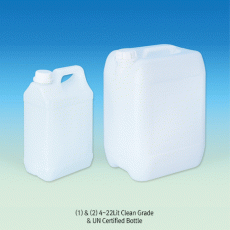 1~22Lit HDPE Clean-grade & UN-certified Bottle, Heavy-duty, Rectangle, with Leakproof Tamper Evident Screwcap<br>With 10,000-Clean Grade & UN RTDG Certified, Good Resistance of Impact & Chemicals, -50℃+105/120℃ Stable, 크린바틀 & 안전바틀