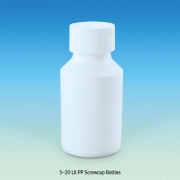 PTFE Opaque Bottle, with Screwcap, Narrow- & Wide-neck, 5~5,000㎖<br>Excellent for Chemical & Corrosion Resistance, Autoclavable, -200℃+280 ℃, PTFE 바틀, 불투명