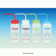 SciLab® 500㎖ LDPE Wide-neck Wash Bottle, Printed 4 Kinds of Lab Solvents<br>With Marking area, -50℃+80/90℃ Stable, PE 광구 세척병