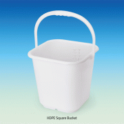 Azlon® HDPE Square Bucket, Space Saving, Moulded Graduations, White, 14Lit<br>With Handle Grip, without Lid, Sub div. 500㎖~14Lit, -50℃+105/120℃, HDPE 4각 버킷, 몰드눈금