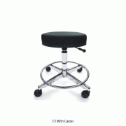 Examining Stool, with Soft Cushion and Footrest, Adjustable Height, Swivel, Durable and Stable, Φ350×h450~600mm<br>Ideal for Laboratory & Hospital, with or without Caster, 실험·진찰 의자/걸상