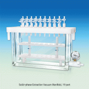Solid-phase Extraction Vacuum Manifold, for Chromatography, Used with SPE Cartridges, 12~24 port, 270×90×h160mm<br>Ideal for Sample Preparation in Laboratories, High Recovery Rate, Effective Removal, Concentrate Analytes<br>고체상추출(SPE) 매니폴드, SPE컬럼 & 진공펌프 별