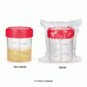 mediclin® 60&120㎖ Perfect Sealing Specimen Container, All-PP, Sterile or Non-sterile, with Screwcap & Graduation<br>Ideal for Urine, Medical Sample, etc., Leak-proof, Autoclavable, 눈금부 샘플 컨테이너, 소변 및 의료용 샘플 검사용, 멸균 & 비멸균