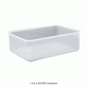 1.6 & 4.3Lit PFA Containers, Rectangular, Translucent<br>Excellent for Chemical and Heat Resistance, Autoclavable, Approx.220℃, PFA 사각 컨테이너