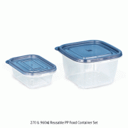 270 & 960㎖ Reusable PP Light-duty Container Set, Microwavable, Stackable<br>Ideal for Storage and Transport, Multiuse, -10℃+125/140℃, PP 경량 밀폐용기