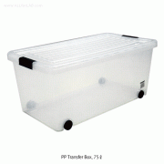 National® PP Transparent Storage·Transfer Container, with Sealing Lid and Casters, 75 Lit<br>Multi-purpose, Stackable, 125/140℃, 저장/이동 투명상자