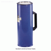 KGW® Handled Cylindrical Dewar Flask, Low- & Tall-form, 300~4,000㎖<br>Ideal for Liquid Nitrogen LN2, Dry Ice CO2, etc., with Blue Aluminum Case, <Germany-Made> 핸들 드와 플라스크