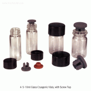 Wheaton® 4·5·10㎖ Vacule Glass Cryovial, with Screw Top, -190℃<br>Cap & Stopper Separately, ASTM·USP·ISO, 크리오제닉 Vial, 세럼 Stopper 겸용의 냉동 Vial