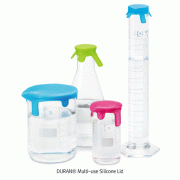 DURAN® Multi-use Silicone Lid, for Beakers, Cylinders, Flasks &c., -40℃+180℃, 3 Colors for Identification, S·M·L-size<br>Ideal for Sealing & Covering a Variety of Lab Containers, Autoclavable, 범용 실리콘 커버