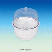 General Purpose Desiccator, PP/PC, Autoclavable, id Φ150~Φ300mm<br>With PP Plate·Silicone O-ring·Clear PC Lid, PP/PC 데시케이터, 중판포함