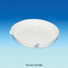 Premium Glazed Porcelain Evaporating Dish, Flat-& Deep-form, with Spout, up to 1,000℃, 22~8,500㎖<br>Printed Identification No., Acids and Alkalis(except HF) Resistance, 자제 증발 접시, 평형 & 둥근 바닥형, 유약처리, 식별번호부