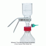 Wheaton® Premium GL45 Screw Connection 47mm Vacuum Filter Holder Set<br>With 1 Lit GL45 Coated Bottle, with 300㎖ Glass Funnel, 100·500·1000㎖, 진공여과장치세트