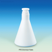 PTFE Erlenmeyer Flask, with PTFE Stopper, Autoclavable, -200℃+260℃, 50~1,000㎖<br>Excellent Chemical·Corrosion·High-Temp Resistance, Normal-grade, PTFE 테프론 삼각 플라스크
