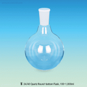 Quartz Round-bottom Flask, with ASTM 24/40 Joint, High Transparent, 100~1,000㎖<br>Without Graduation, max 1250℃ in use, Softening Point 1680℃, 석영 조인트부 환저 플라스크